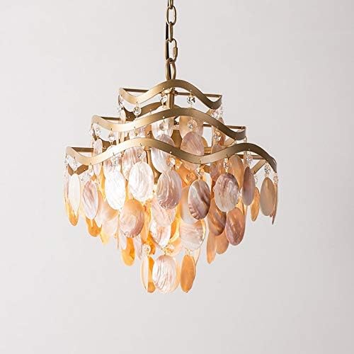 Lovedima Mid-Century 3-Tier Shell Chandelier 4-Light Crystal Chandelier Lighting Ceiling Pendant Light Fixture, Gold