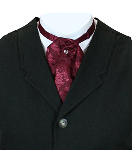 Historical Emporium Men's Satin Jacquard Puff Tie Black Cherry