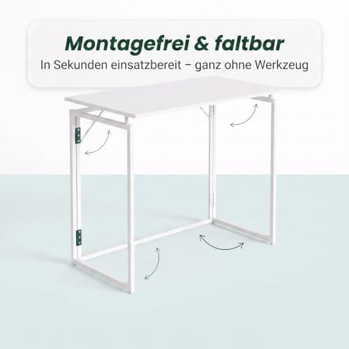 , Klappbarer Schreibtisch, faltbar, montagefrei, 100 x 50 cm