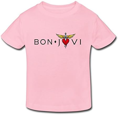Pink Ninva Little Boys Girls O-Neck Bon Jovi Logo T Shirts For Toddlers Size 5-6 Toddler