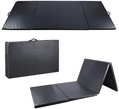 CharaVector 4' x 8' x 2" Folding Thick Gymnastics Mat Waterproof Gym Exercise Tumbling Yoga Pilates Aerobics MMA Martial Arts, with Hook & Loop Fasteners