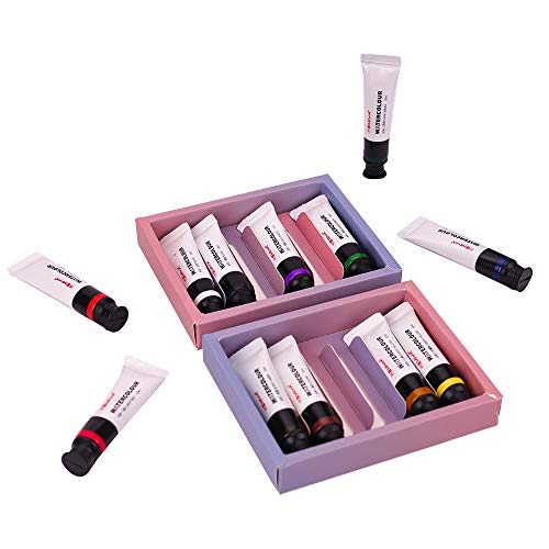 MIYA Watercolor Painting Tube Set 12/18 Colors - Monochromatic Tube Sketch Portable Non Toxic No Added Environmental for Adult/Kids/Beginners, Drawing Kits for Canvas Super Easy to Enjoy (12 Color)