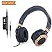 Active Noise Cancelling Headphones with Microphone and Airplane Adapter, Alteng J19 Folding and Lightweight Travel Headsets, Hi-Fi Deep Bass Wired Headphones with Carrying Case - Black