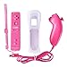 Wii Motion Remote,YUDEG Motion Plus Remote and Nunchuck Controller with Protective Silicon Case for Nintendo Wii Wii U (Pink)