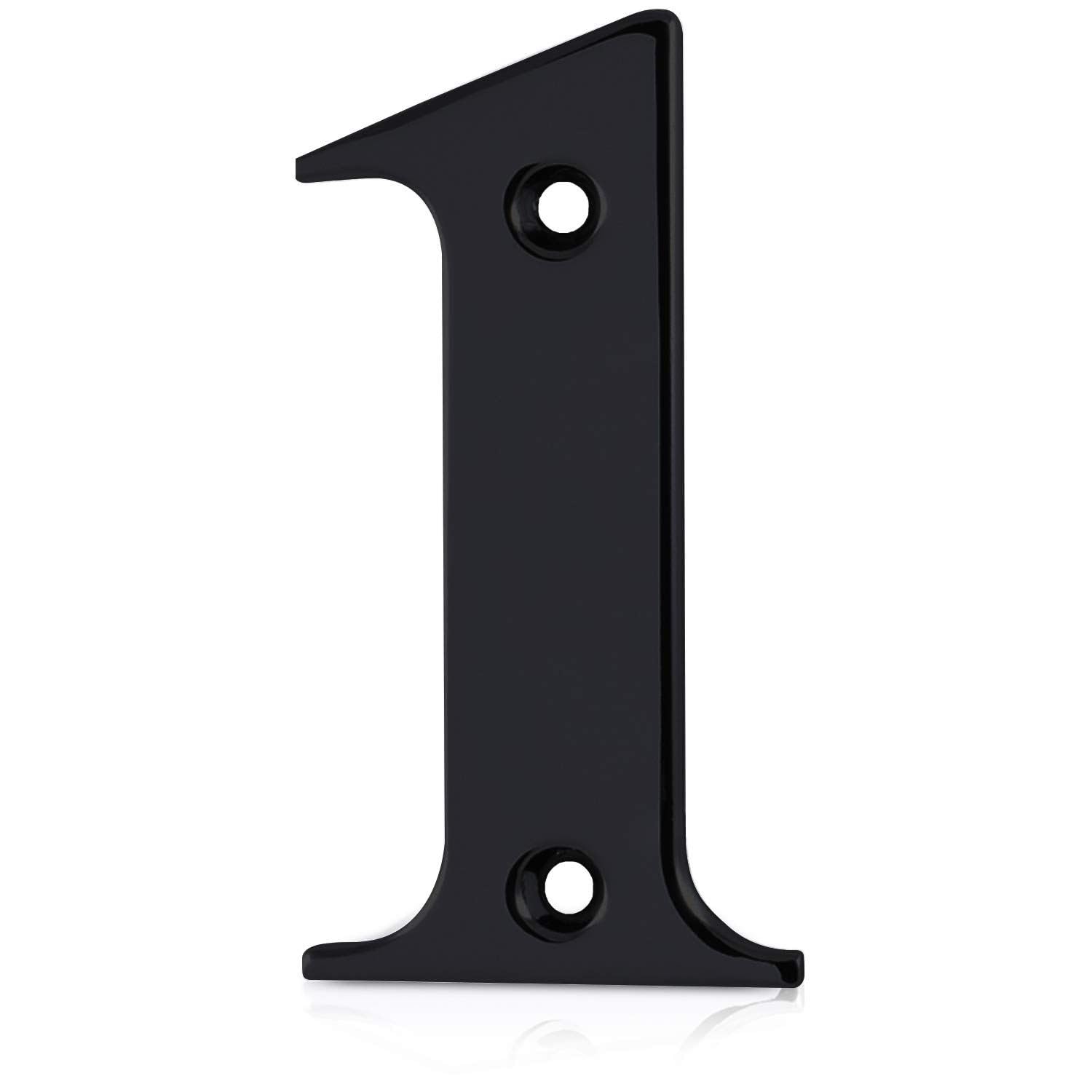 XFORT Matt Black Front Door Number 1, House Number Suitable for All Door Types including Wooden, uPVC, and Composite.