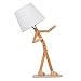 VOGLEE Novelty Cool DIY Desk Lamp for Kids Bedroom Adjustable Beside Table Lamp Swing Arm Wood Nightstand Light Living Room Dorm (Wooden)