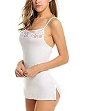 Avidlove Women Chemises Lingerie Mini Babydoll Sleepwear Strappy Lace Dress White S
