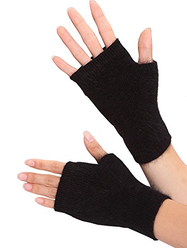 Volyer Women's Winter Mink Cashmere Half Finger Gloves Cute Fingerless Gloves Mitts Christmas 