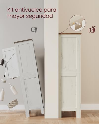 VASAGLE LIRY Collection - Gabinete de Almacenamiento de Granja, gabinete de baño con Puertas de Granero, despensa de Cocina no Empotrado, estantes Ajustables, para Comedor, Sala de Estar, Blanco