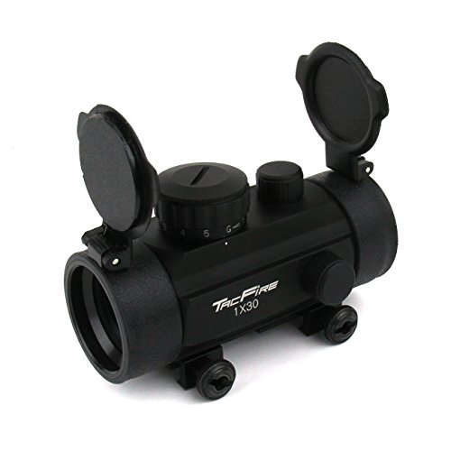 Tacfire 1X30 Dual Ill. Red/Green Tri-Dot Reticle Weaver Base w/Flip-Up Lens/Crossbow, Black