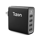 40W 4-port USB Travel Wall Charger w/ I+power High Speed Smart chip& foldable plug, Tizon Voyage for iPhone, Samsung, Google tablets& more