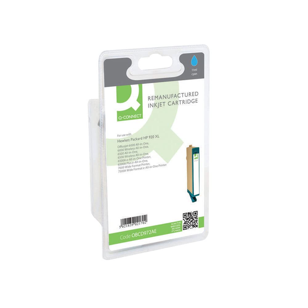 Q-Connect HP 920XL Remanufactured Cyan Inkjet Cartridge High Yield