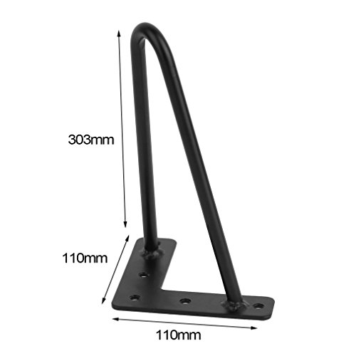 Black Hairpin Legs, Two-Rod Table Legs, Set for 4 Hairpin Table Legs, 8"/12"/16"/18"/22"/28" for Coffee Tables, Modern Desks, Night Stands (12")