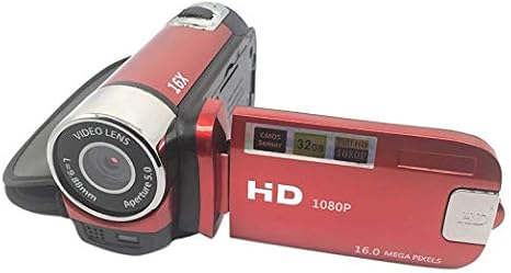 QiKun Home D90 Camera Digital Camera 16MP Ultra HD Camera 180 Degree Rotation Flip Screen Camera Digital Camera SLR 4X Digital Zoom Red