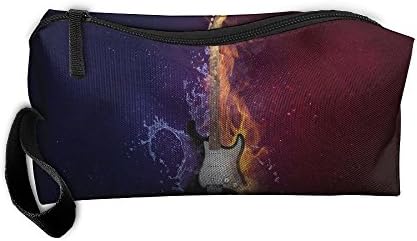 Portable Outdoor Cosmetic Toiletry Clutch Bag Accessories Organizer Case Travel Home Use Zipper Oxford Electric Guitar Cool Pattern Storage Pouch Pencil Case