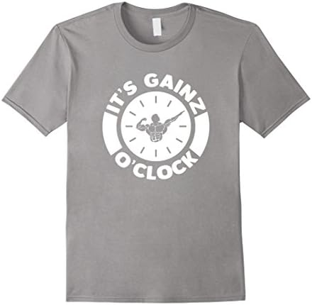 Mens It's Gainz O'Clock Gym Workout Time Fitness T Shirt Medium Slate