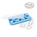 J&C Life Stackable Silicone Ice Cube Trays with Lids, Flexible, Dishwasher-Safe 21 Mini Cavity Ice Square Maker for Whiskey & Bar Cocktails, Blue (2 Pack)