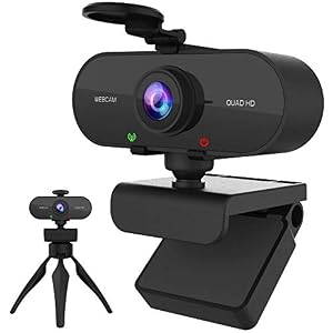 GOSPO Webcam with Microphone 2K HD USB Web cam Light for Laptop Computer Camera Privacy Cover Tripod,USB Plug & Play on…
