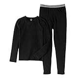 Fruit of the Loom Boys Performance Thermal Underwear Top and Bottom Set – Black