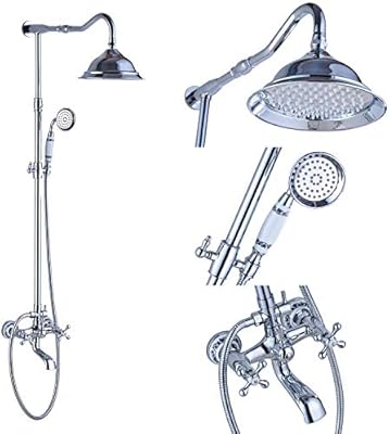 Rozin Porcelain Deco Bathroom 2 Knobs Tub Shower Faucet Combo 8