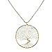 AeraVida Simulated Clear Moonstone Eternal Tree of Life Brass Beads Long Necklace