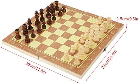 Portable Wooden Chessboard Folding Board Chess Game For Party Family Activities (Size : 29 * 15 * 3cm(622A))