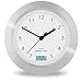 Trendworx 4044-2 Suction Cup Bathroom Clock with Digital Thermometer, Silver