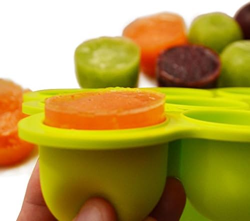 Silicone Baby Food Freezer Tray with Clip-On Lid, Makes 9 X 2 Oz Cubes, BPA Free, FREE 31 Page EBook with 25 Homemade Baby Food Recipes **Lifetime Guarantee**