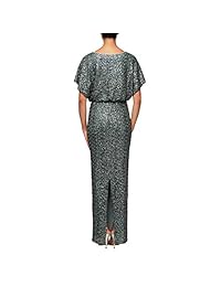 Vestido de columna con micro pliegues de Alex Evenings para mujer con escote de cuentas