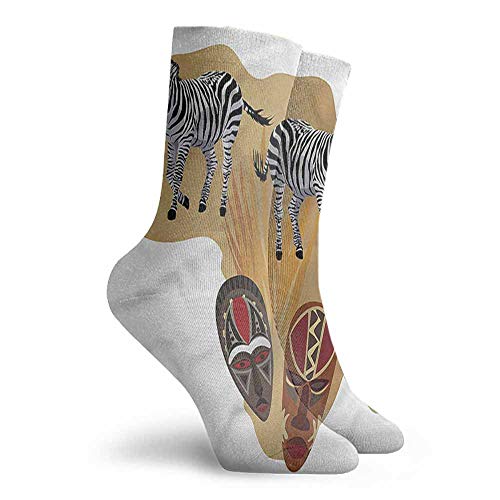 Crew Socks Safari Traditional Ceremonial Mask Colorful Patterned Dress Socks - Thumbnail 3