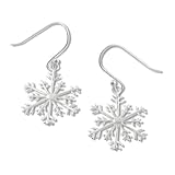 Christmas or Winter Snowflake Charms Sterling Silver Hook Earrings