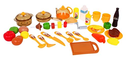 Ramiz Kinder Rollenspiel - Doppelseitige Spielküche Kinderküche Spielset mit Spielzeug Lebensmittel, Zubehör, Wasserhahn… – Bild 7