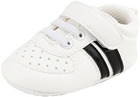 Newborn Baby Boy Shoes Soft Sole Cotton Infant Toddlers First Walkers White And Black 13-18 Months