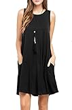 TOPONSKY Women's Ladies Long Top Blouse Summer Womens Sleeveless Mini Dress,Black