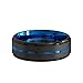 Duke Collections Mens Wedding Band 8mm Black Brushed Tungsten Ring Thin Blue Groove Step Edge Comfort Fit