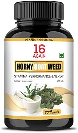 16 Again Horny Goat Weed Epimedium Extract With Maca Root Extract Dietary Supplement - 800mg 60 Veg Capsules