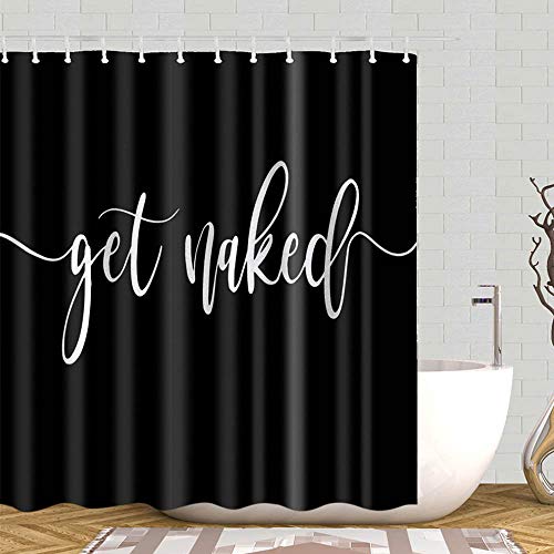 Eleroye 72 X 72 Inches Shower Curtain Get Naked White Words Black