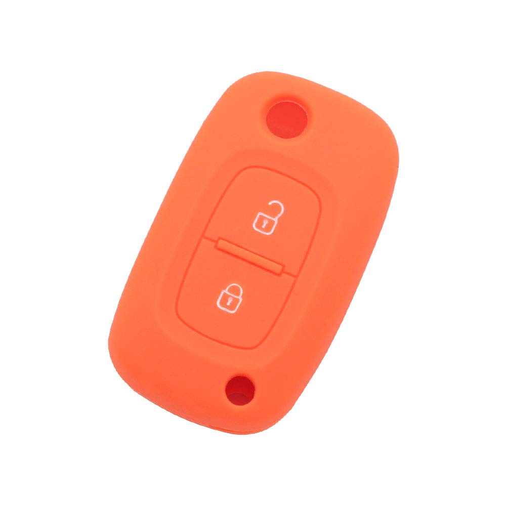 BROVACS Silicone Cover Protector Case Holder Skin Jacket Compatible with RENAULT 2 Button Flip Remote Key Fob CV9352 Orange