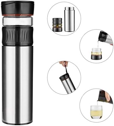 Tea Infuser Insulated Tumbler 14 Ounce Double Wall Stainless Steel Travel Mug and Leak Proof Portable Teapot