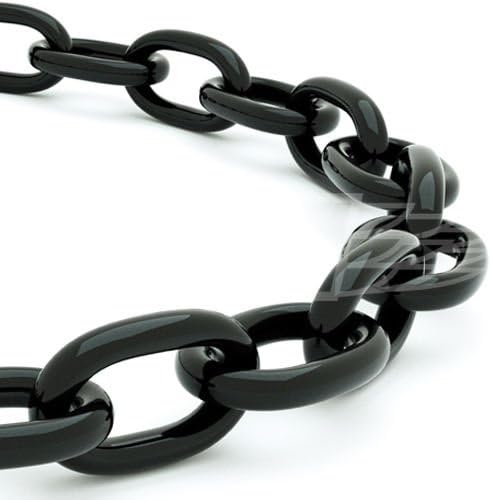 5.0mm x 35mm x 10mm HEAVY DUTY THICK BLACK COATED DECORATIVE STEEL WELDED CHAIN LINKS HANGING FENCE LONG MAXIMUM WORK LOAD 125kgs - FREE UK DELIVERY (5)