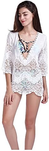 VCGEOWomen's Beach Wear Summer Swimwear Bikini Cover Up Crochet Top
