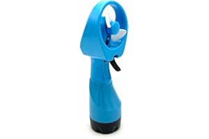 BJPEY ABS Battery Powered Handheld Water Misting Fan Manual Spray Fans for Beach Travel Outdoors (Blue)