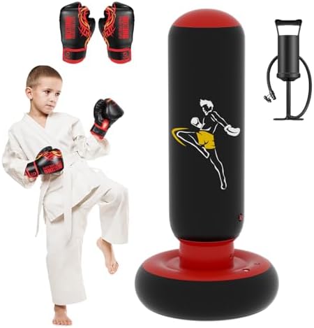 Punching Bag For Kids Larger Inflatable With Boxing Gloves,Tall 66