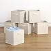 Housen Solutions Storage Bins - Collapsible Storage Cube Organizer, Nonwoven Basket Container Fabric Drawers Set of 6, Beige 10.5”, Dual Handles