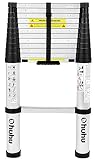 Ohuhu 12.5 FT Aluminum Telescopic Extension Ladder, ONE-BUTTON RETRACTION New Design Telescoping Ladder, ANSI Certified Extendable Ladder with Spring Loaded Locking Mechanism, 330 Pound Capacity