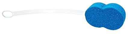 Pflegehome24® Rückenschwamm, weiß-blau , kunststoff, länge: 56 cm, Rücken-Schwamm, Eincremhilfe,