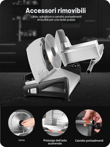 YASHE Electric Slicer, 250W Bread Slicer with 7.5" Serrated and Smooth Blades, Adjustable Thickness (0-15mm), Safety Lock, Non-Slip Feet, Easy to Clean
