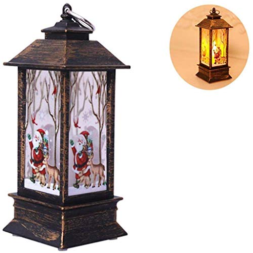 Hffan Décoration de Noël avec Petite Lampe à Huile LED avec Simulation Portable Flambos avec élan dans Fond Bleu, décoration de Noël pour Mariage, fête