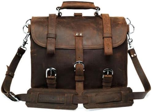 SAIERLONG MrBP Men's messenger backpacks shoulder handbags deep brown Genuine Leather