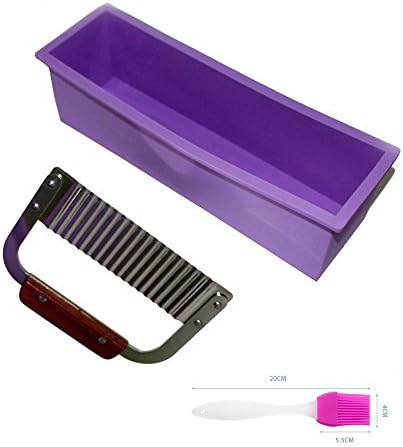 Youshe Soap Silicone Mold Loaf Wavy Stainless Steel Soap Cutter Slicer Makes and Random Color Brush
